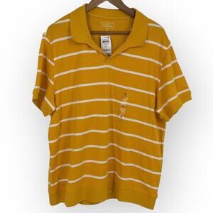 CLUB ROOM NWT Men's Stripes Short Sleeve Golf Polo Shirt Maize Gold Size XL